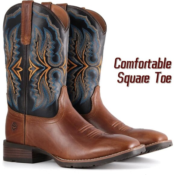 Men’s Chaga Brown Square Toe Pull On Leather Durable Classic Wellington Boots Men main image 2